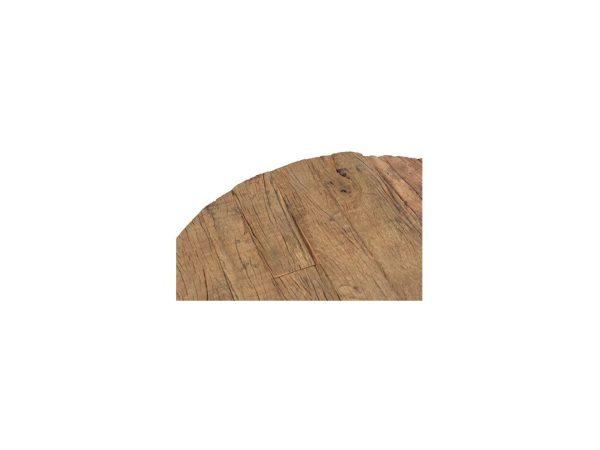 Compact tafeltje Daan, gemaakt van een ijzeren poot met een blad van sleeperwood, dat is gerecycled sloophout van oude spoorbielzen. Het geeft een karakteristieke uitstraling en door de afmetingen 78x78x76 cm is het een compact tafeltje wat in iedere ruimte pas. Nu op voorraad voor een mooie prijs bij Bouwie