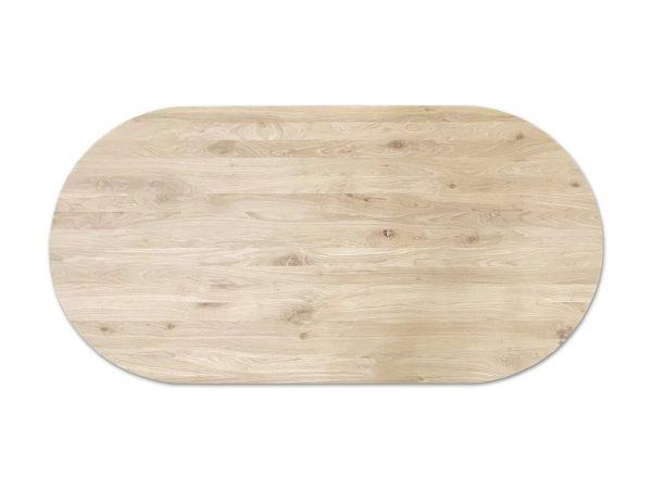 Massief eiken tafel ovaal. Bij Bouwie hebben we verschillende ovale tafelbladen in verschillende houtsoorten, zoals dit massief eiken van 4 cm dik. Altijd volop tafelbladen op voorraad voor mooie prijzen