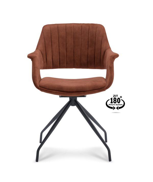 Kilian armstoel kleur Copper, met armleuningen. Deze mooie draaibare stoelen met 'return systeem' zijn voor een mooie prijs te koop bij Bouwie. De stof is Adore en verkrijgbaar in 4 verschillende kleuren. Op voorraad!