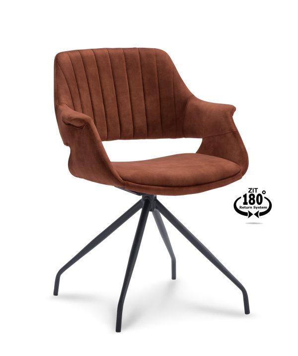 Kilian armstoel kleur Copper, met armleuningen. Deze mooie draaibare stoelen met 'return systeem' zijn voor een mooie prijs te koop bij Bouwie. De stof is Adore en verkrijgbaar in 4 verschillende kleuren. Op voorraad!