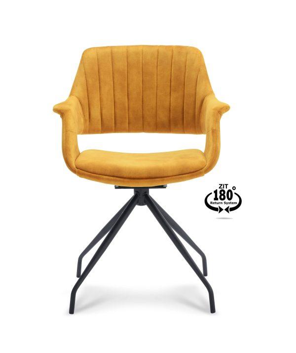 Kilian armstoel kleur Gold, met armleuningen. Deze mooie draaibare stoelen met 'return systeem' zijn voor een mooie prijs te koop bij Bouwie. De stof is Adore en verkrijgbaar in 4 verschillende kleuren. Op voorraad!