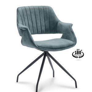Kilian armstoel kleur Niagara, met armleuningen. Deze mooie draaibare stoelen met 'return systeem' zijn voor een mooie prijs te koop bij Bouwie. De stof is Adore en verkrijgbaar in 4 verschillende kleuren. Op voorraad!