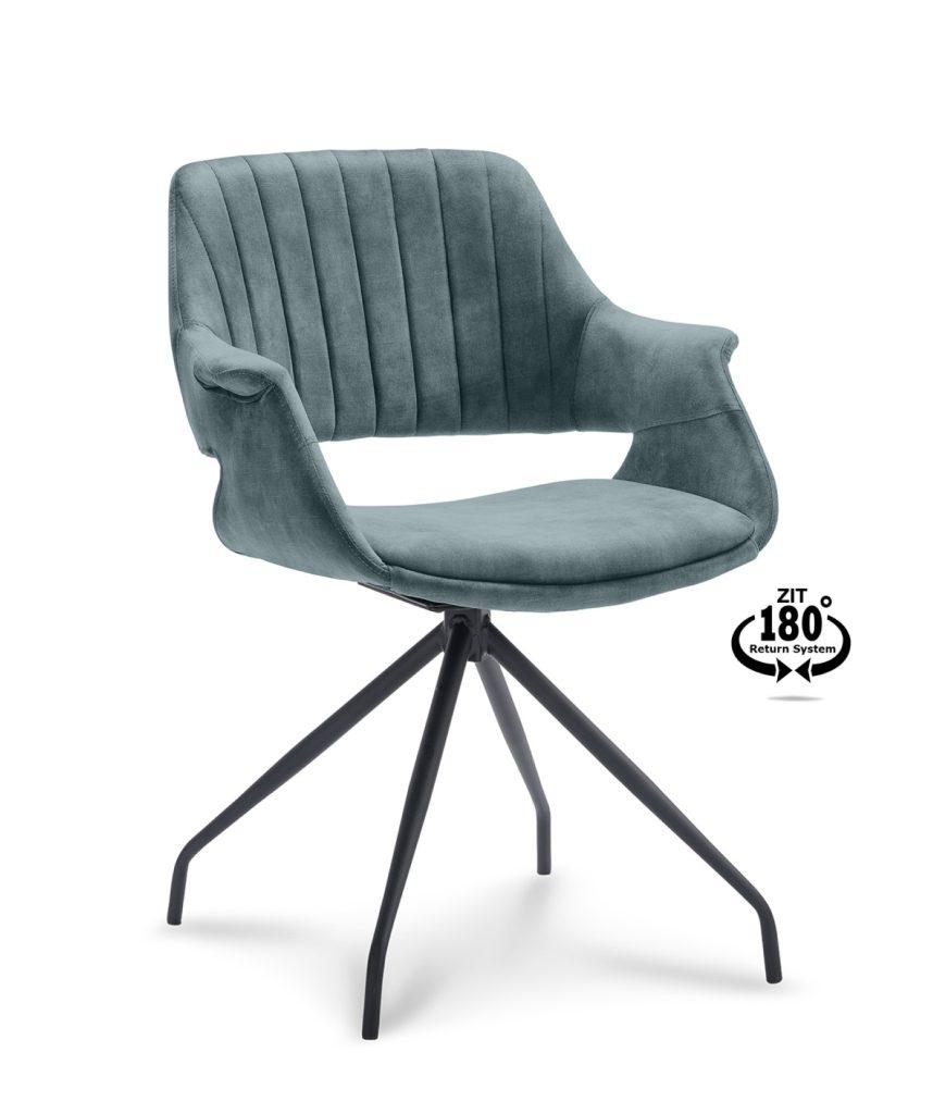 Kilian armstoel kleur Niagara, met armleuningen. Deze mooie draaibare stoelen met 'return systeem' zijn voor een mooie prijs te koop bij Bouwie. De stof is Adore en verkrijgbaar in 4 verschillende kleuren. Op voorraad!