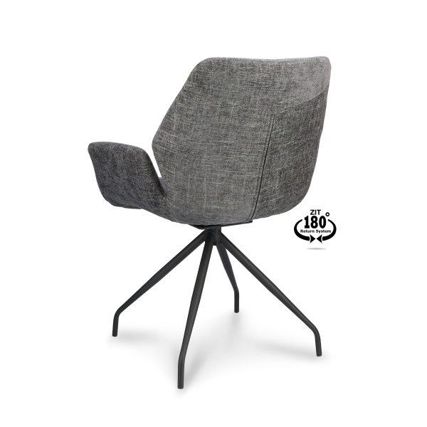 Stoel Valerie, Dark grey. Prachtige elegante stoel van stof Miami. Stoel met terugdraaisysteem. Beschikbaar in verschillende stoffen en kleuren. Nu verkrijgbaar bij Bouwie voor een mooie prijs
